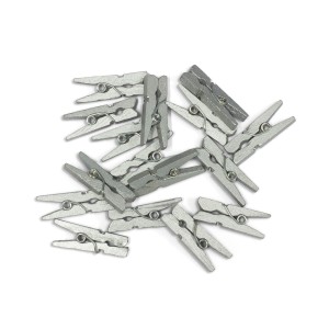 Klamerki mini drewniane 25mm srebrne 25szt. 