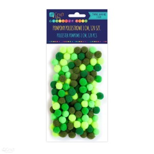Pompony poliestrowe 1cm mix  a'120szt.  zielone
