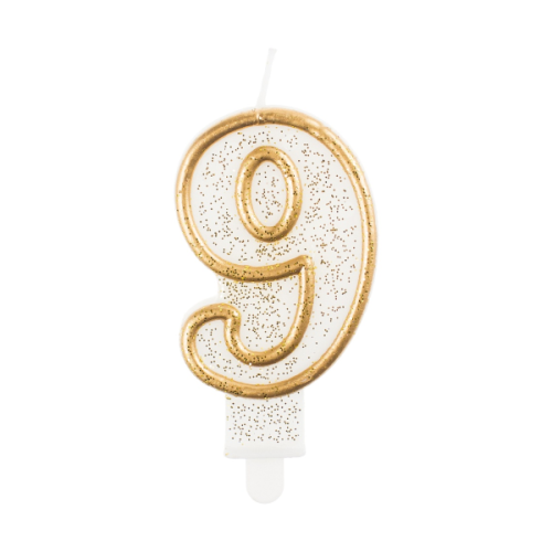 Świeczka cyfra 9 złoty