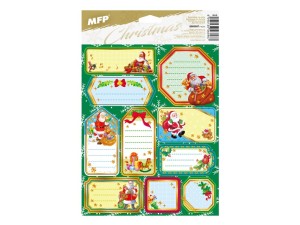 Naklejki na prezenty z złotą obwódką 12 szt.