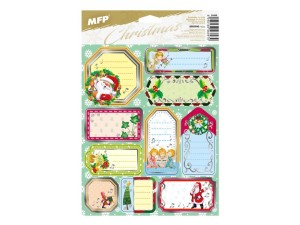 Naklejki na prezenty ze srebrną obwódką 12 szt. 