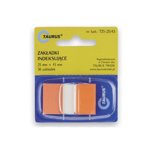 TAURUS zakładki indeksujące pomarańczowe półprzezroczyste 25x43