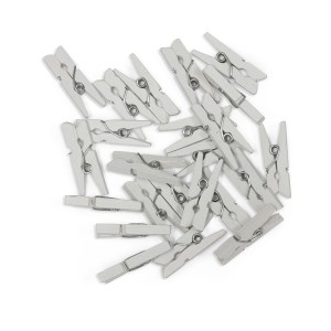 Klamerki mini drewniane 25mm białe 25szt. 