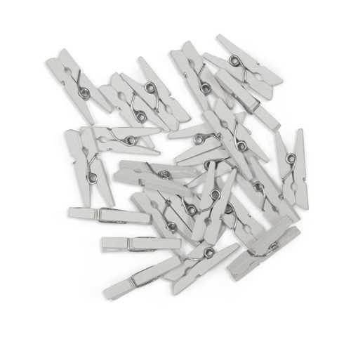 Klamerki mini drewniane białe 25mm 25szt.