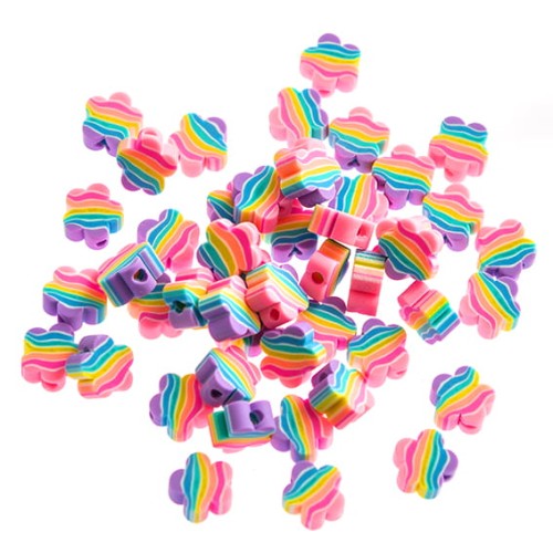 Koraliki polimerowe tęcz. kwiatki a'48szt. GRKO-145