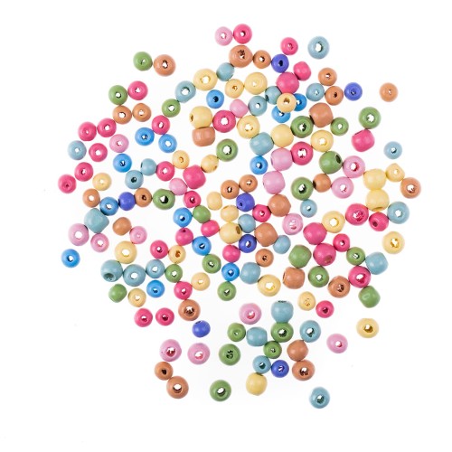 Koraliki drewniane tęczowe 40g. GRKO-116