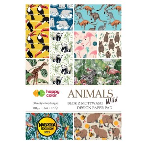 Blok dekoracyjny z motywami A4 HAPPY COLOR  ANIMALS WILD