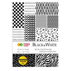 Blok dekoracyjny z motywami A4 HAPPY COLOR  BLACK&WHITE