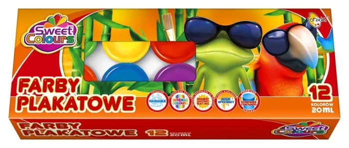 Farby plakatowe 12 kolorów