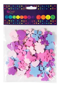 Naklejki z pianki serca, kwiatki, motyle a'100szt. KSPI-022
