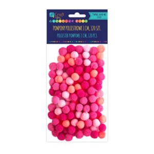 Pompony poliestrowe 1cm mix  a'120szt.  różowe