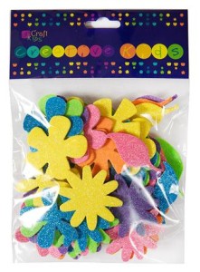 Naklejki z pianki kwiatki brokat a'72szt. KSPI-024