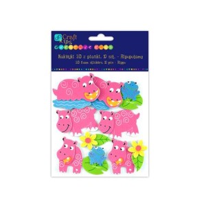 Naklejki z pianki 3D hipopotamy a'10szt. KSPI-309