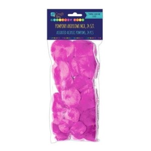 Pompony akrylowe mix różowe a'24szt.      