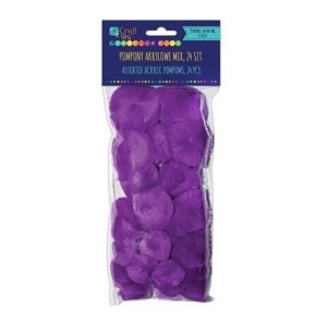 Pompony akrylowe mix fioletowe a'24szt.         