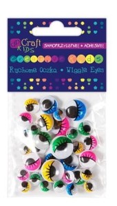 Ruchome oczka samoprzylepne z rzęsami  a'36szt.  KSOC-017