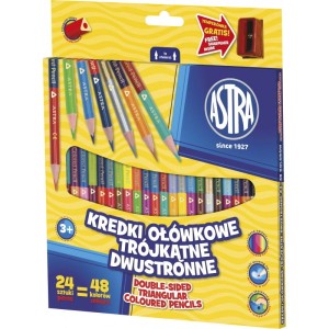 Kredki ołówkowe dwustronne 24=48 kolory ASTRA 
