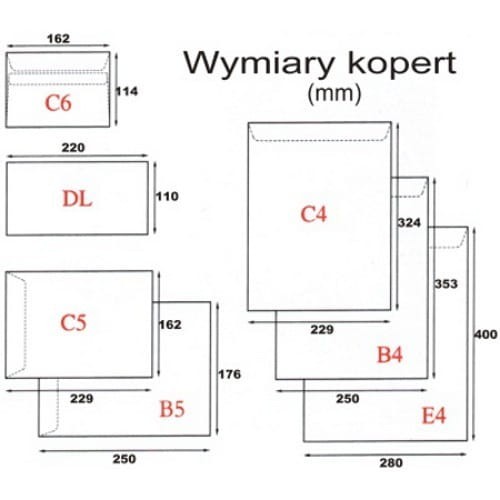 Koperta biurowa C5 SK samoprzylepna - wymiary - brązowa