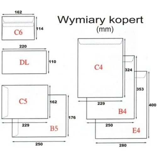 Koperta biurowa C5 SK samoprzylepna - wymiary - brązowa