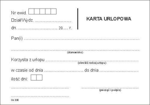 Karta urlopowa