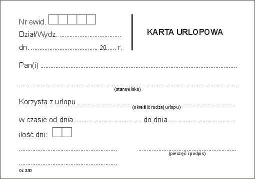 Karta urlopowa