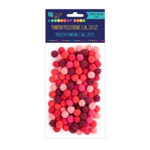 Pompony poliestrowe 1cm mix  a'120szt.  czerwone
