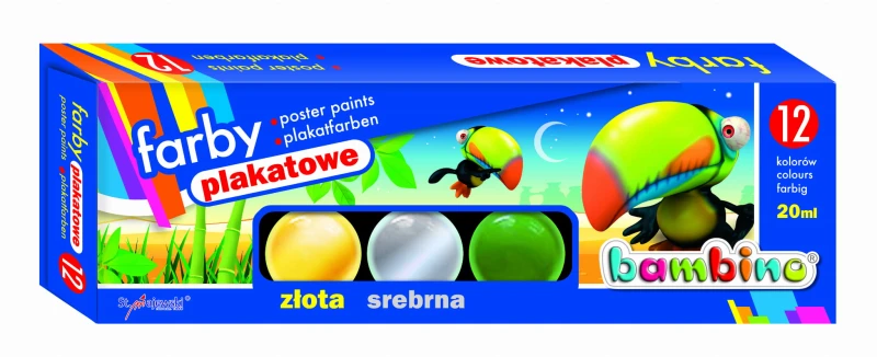 farby plakatowe 12 kolorów BAMBINO