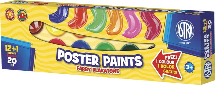 Farby plakatowe 12 kolorów