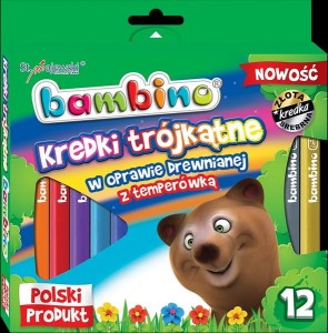 Kredki ołówkowe grube trójkątne 12 kol.  BAMBINO 